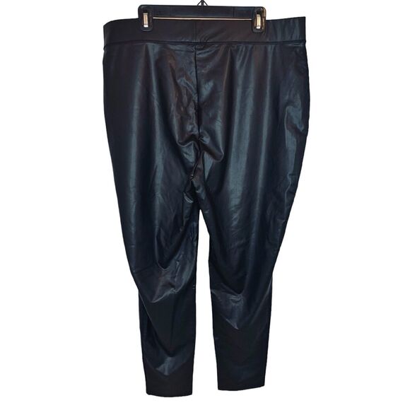 Ashley Stewart Faux Leather Leggings Size 22/24 Black Pull On Pants Vegan - Picture 3 of 5